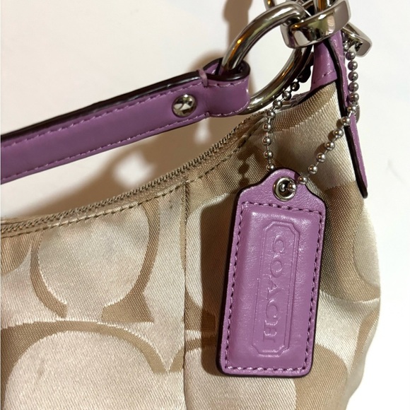 Coach CC signature print Beige and purple Shoulder Bag crossbody handbag - Picture 5 of 10